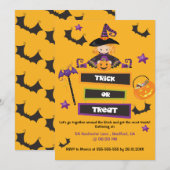 ハロウィン トリック オア トリート ご近所 ブロックパーティー 招待状 (正面/裏面)