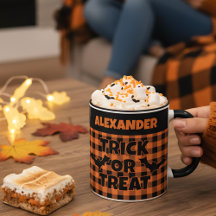 ハロウィン トリック オア トリート オレンジ ブラック ブルーバッファロー チェック 名入れ