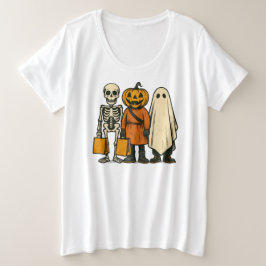 ハロウィン トリック・オア・トリート クルー プラスサイズTシャツ