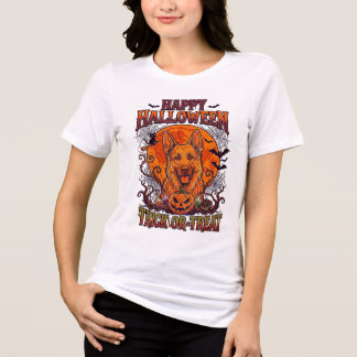 ハロウィン トリック オア トリート ジャーマンシェパード パンプキン トライブレンドＴシャツ