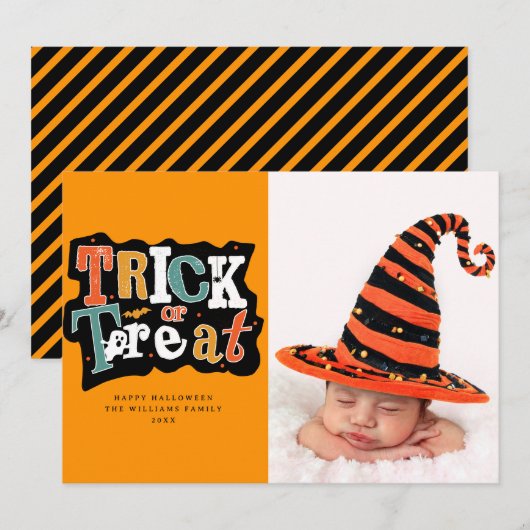 ハロウィン トリック オア トリート 写真 カード (正面/裏面)