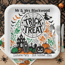 ハロウィン トリック・オア・トリート Mr & Mrs コスチューム パーティー ペーパープレート