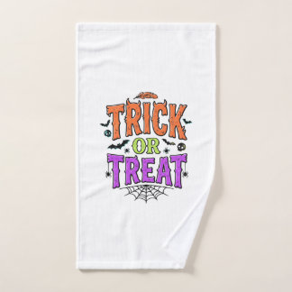 ハロウィン トリック トリート おもしろ クモの巣 レトロ_1 ハンドタオル