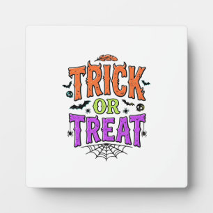 ハロウィン トリック トリート おもしろ クモの巣 レトロ_1 フォトプラーク