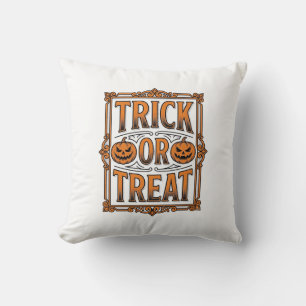 ハロウィン トリック トリート カボチャ ドクロ ビンテージ 彫刻 クッション