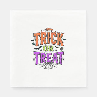 ハロウィン トリック トリート 面白い クモの巣 レトロ_1 スタンダードランチョンナプキン