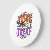 ハロウィン トリック トリート 面白い クモの巣 レトロ_1 ラージ壁時計 (傾斜)