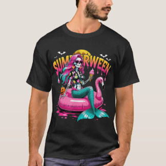 ハロウィン トロピカル サマーウィーン マーメイド スケルトン Tシャツ