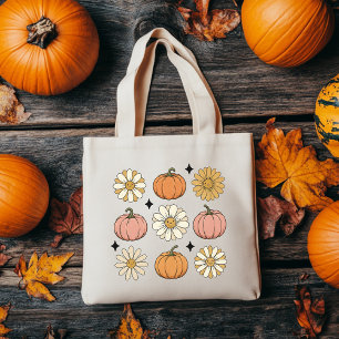 ハロウィン トートバッグ   レトロなカボチャの花バッグ
