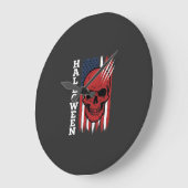 ハロウィン ドクロの旗 ベクター デザイン_1 ラージ壁時計 (傾斜)