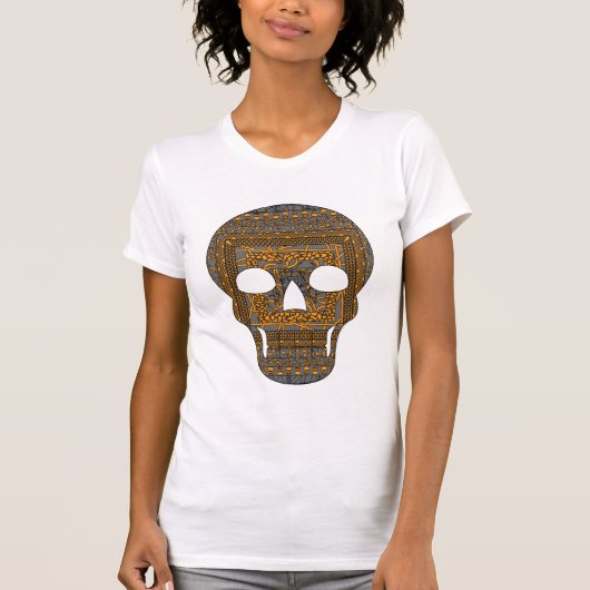 ハロウィン ドクロ 女性用ライトシャツ Tシャツ (正面)