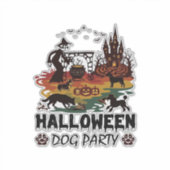 ハロウィン ドッグ パーティー 魔女 犬 かぼちゃ 城_1 シール (正面)
