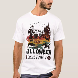 ハロウィン ドッグ パーティー 魔女 犬 かぼちゃ 城_1 Tシャツ