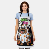 ハロウィン・ドッグ「ブー・イドッグ」幽霊・ペット好不気味き エプロン (着用した状態)