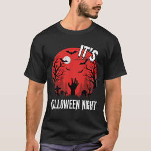 ハロウィン・ナイトの不気味なお墓のイラスト Tシャツ