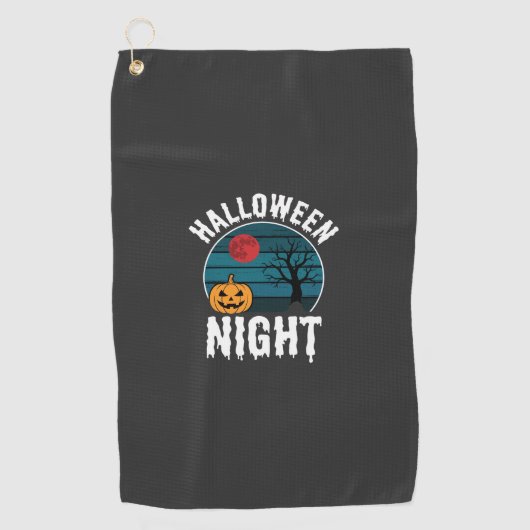 ハロウィン+ナイト+カボチャ+ツリー+ベクター ゴルフタオル (正面)