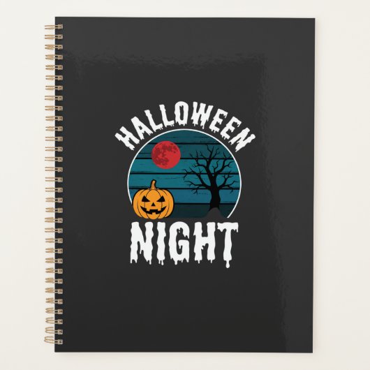ハロウィン+ナイト+カボチャ+ツリー+ベクター プランナー手帳 (正面)
