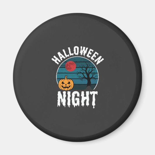 ハロウィン+ナイト+カボチャ+ツリー+ベクター マグネット (正面)