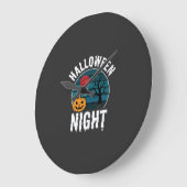 ハロウィン+ナイト+カボチャ+ツリー+ベクター ラージ壁時計 (傾斜)