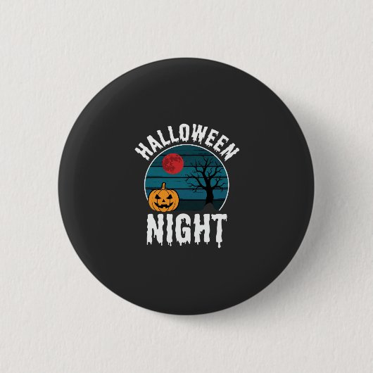 ハロウィン+ナイト+カボチャ+ツリー+ベクター 缶バッジ (正面)