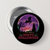 ハロウィン+ナイト+墓場+魔女 缶バッジ (正面&裏面)