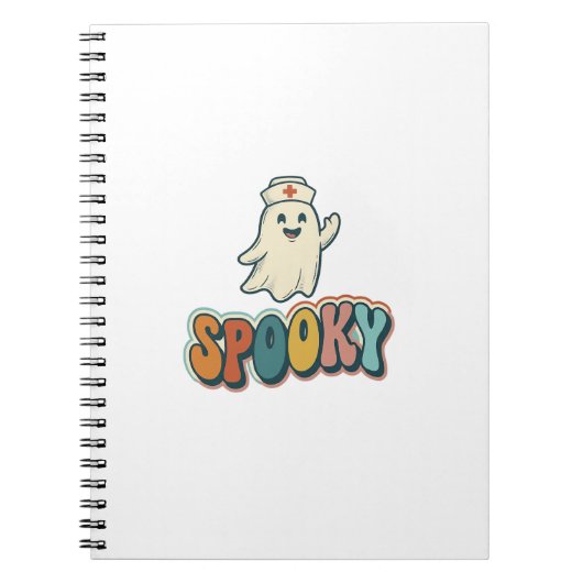 ハロウィン ナース スプーキー ゴースト レトロ 面白い_1 ノートブック (正面)