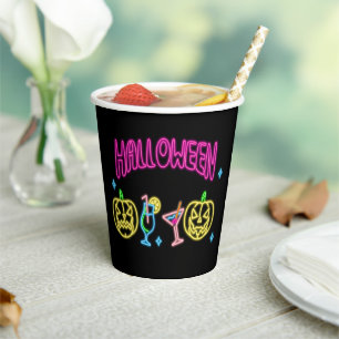 ハロウィン ネオンルック かぼちゃ コクテールパーティー 紙コップ