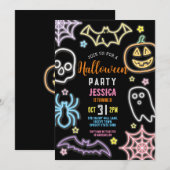 ハロウィン ネオン キッズ パーティー グロー ダーク パーティー 招待状 (正面/裏面)