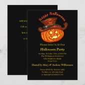 ハロウィン ネオン グロー ルック パンプキン パーティー 招待状 (正面/裏面)