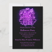 ハロウィン ネオン グロー 紫色  トリック トリート パーティー 招待状 (正面)