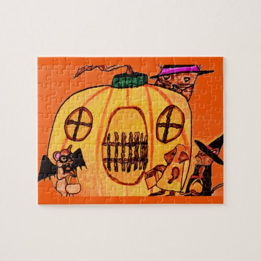 ハロウィン ネコとネズミのいたずら パズル (横)