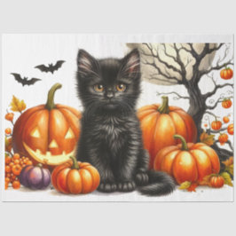 ハロウィン ネコ かぼちゃ デコパージュ ティッシュペーパー 薄葉紙
