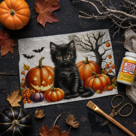ハロウィン ネコ かぼちゃ デコパージュ ティッシュペーパー 薄葉紙