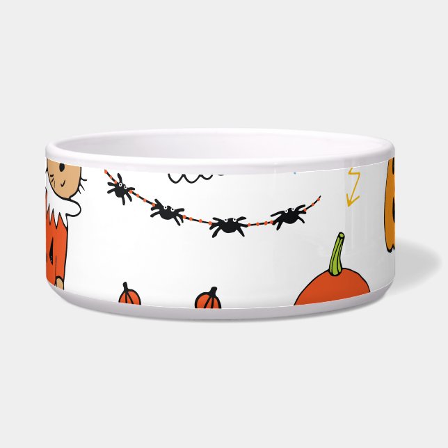 ハロウィン ネコ ヴィンテージ ライン パターン ボウル (正面)