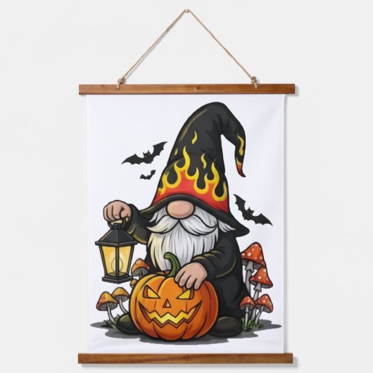 ハロウィン・ノームの木製天井付き壁タペストリー 吊り下げ型タペストリー (正面)