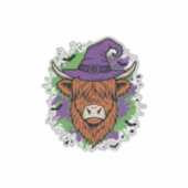 ハロウィン ハイランドコウモリ 魔女の帽子 ヴィンテージ ベクター_1 シール (正面)