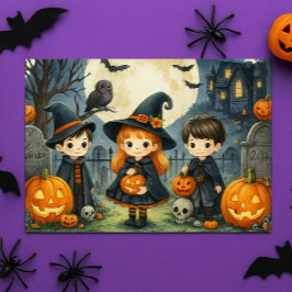ハロウィン ハッピーハロウィン かわいい子供たちのコスチューム シーズンポストカード