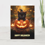 ハロウィン ハッピーハロウィン かわいい 黒猫 子猫 カード (正面)
