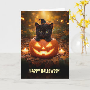 ハロウィン ハッピーハロウィン かわいい 黒猫 子猫 カード