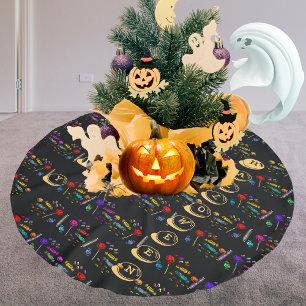 ハロウィン ハッピーハロウィン ロリポップとキャンディーのパターン ブラッシュドポリエステルツリースカート