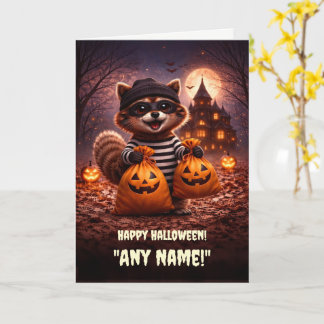 ハロウィン ハッピーハロウィン 名前入り かわいい アライグマ カード