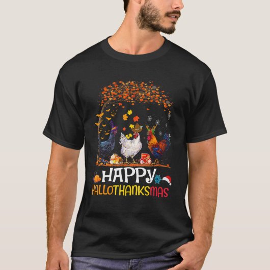 ハロウィン ハッピーハロウィン 感謝祭 チキン Tシャツ (正面)