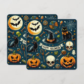 ハロウィン ハッピーハロウィン 楽しい 怖い 招待状 カード (正面/裏面)