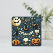 ハロウィン ハッピーハロウィン 楽しい 怖い 招待状 カード (スタンド正面)
