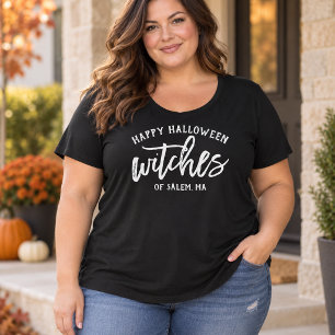ハロウィン ハッピーハロウィン 魔法使い カスタムタウン 女性用 プラスサイズTシャツ
