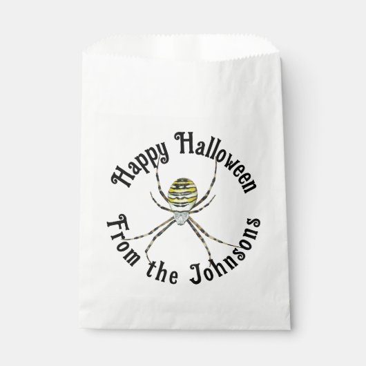 ハロウィン ハッピーハロウィン 黄色いクモ 名前入り フェイバーバッグ (正面)