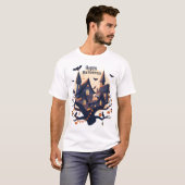 ハロウィン ハッピーハロウィン Tシャツ お化け屋敷 デザイン (正面フル)