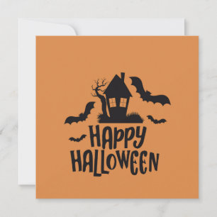 ハロウィン ハッピー ハロウィン お化け屋敷 怖い こうもり オレンジ シーズンカード
