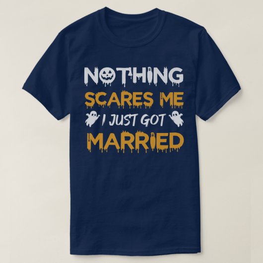 ハロウィン ハニームーン カップル 結婚式 私 ちょうど 結婚した Tシャツ (デザイン正面)