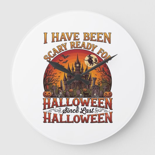 ハロウィン ハロウィーン かぼちゃ 魔法使い お城 恐怖 ラージ壁時計 (正面)
